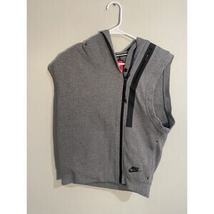 Wmns Nike Sportswear Tech Fleece Heather Grey Hoodie Vest / 689067 091 / Size S